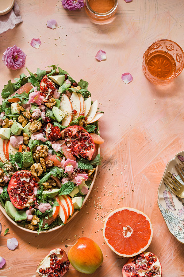 Salad, fruits